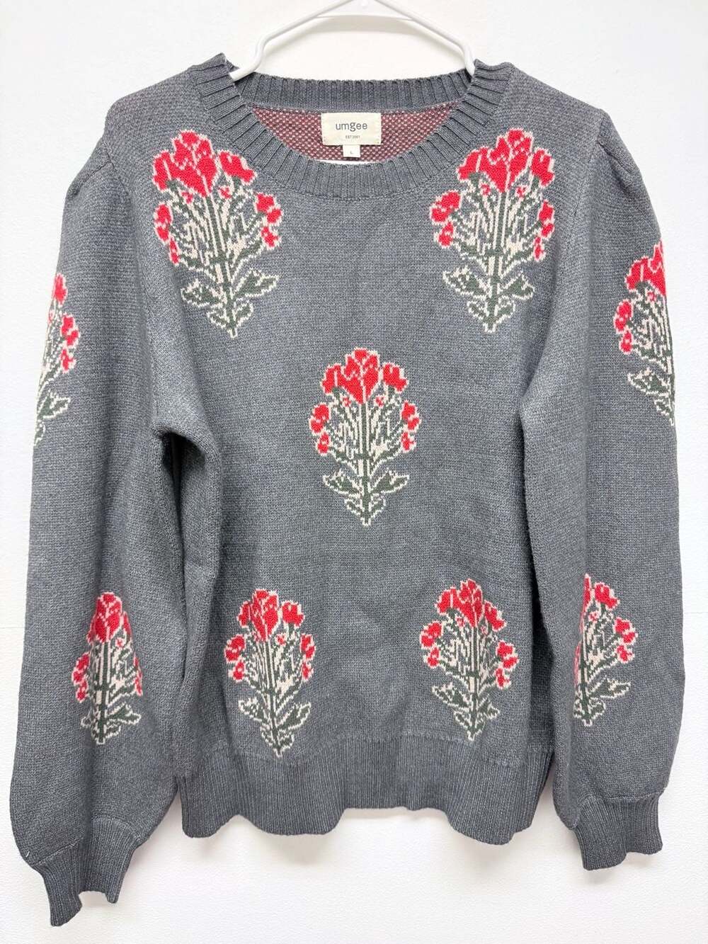 Umgee Single Flower Stem Jacquard Sweater